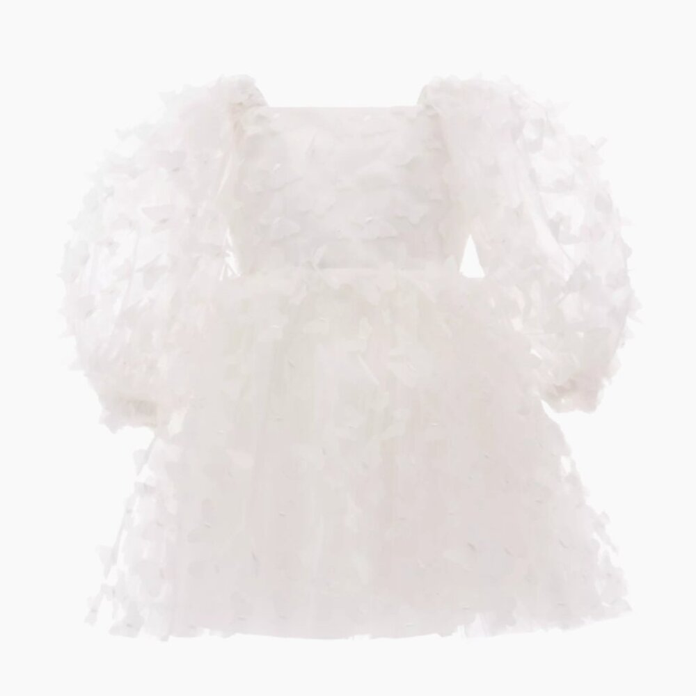 Tulleen White bell mariposa butterfly tulle dress Size 5y/6y